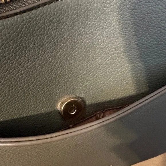 Anne Klein Sculpted Belt Half Moon Olive Crossbody Bag - Picture 5 of 9